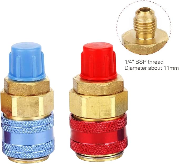 Kit de Acoples Rápidos R134a, 2 Piezas, Rosca 1/4 SAE, para Manómetros miniatura 2