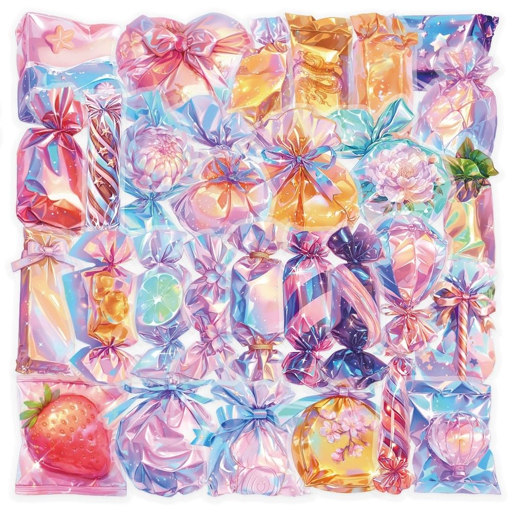 50 PCS Candy Stickers,Various Candy Sticker Pack Vinyl Skateboard Guitar Door Laptop Luggage Car Bike Water Bottle Birthday Party Supplies Teens Boys and Girls Decals