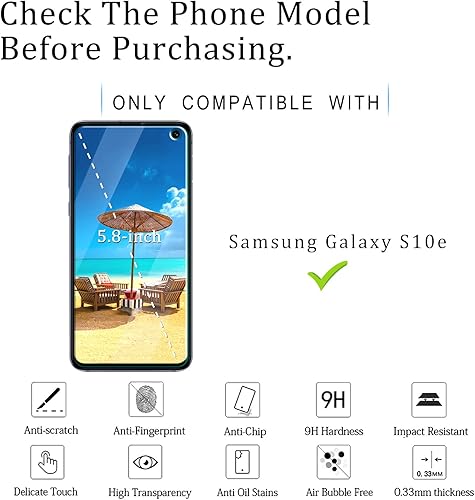 Miniatura 2 de KATIN Paquete de 2 Protector de pantalla de vidrio templado para Samsung Galaxy S10e, antiarañazos, sin burbujas, dureza 9H, compatible con fundas