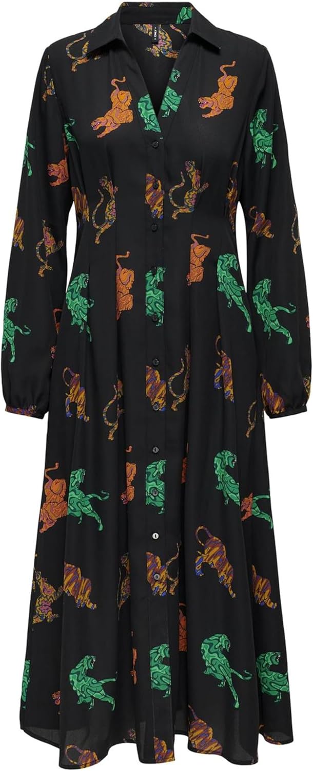 ONLY Women’s Onlalma Life Poly Kiara Shirt Dress AOP