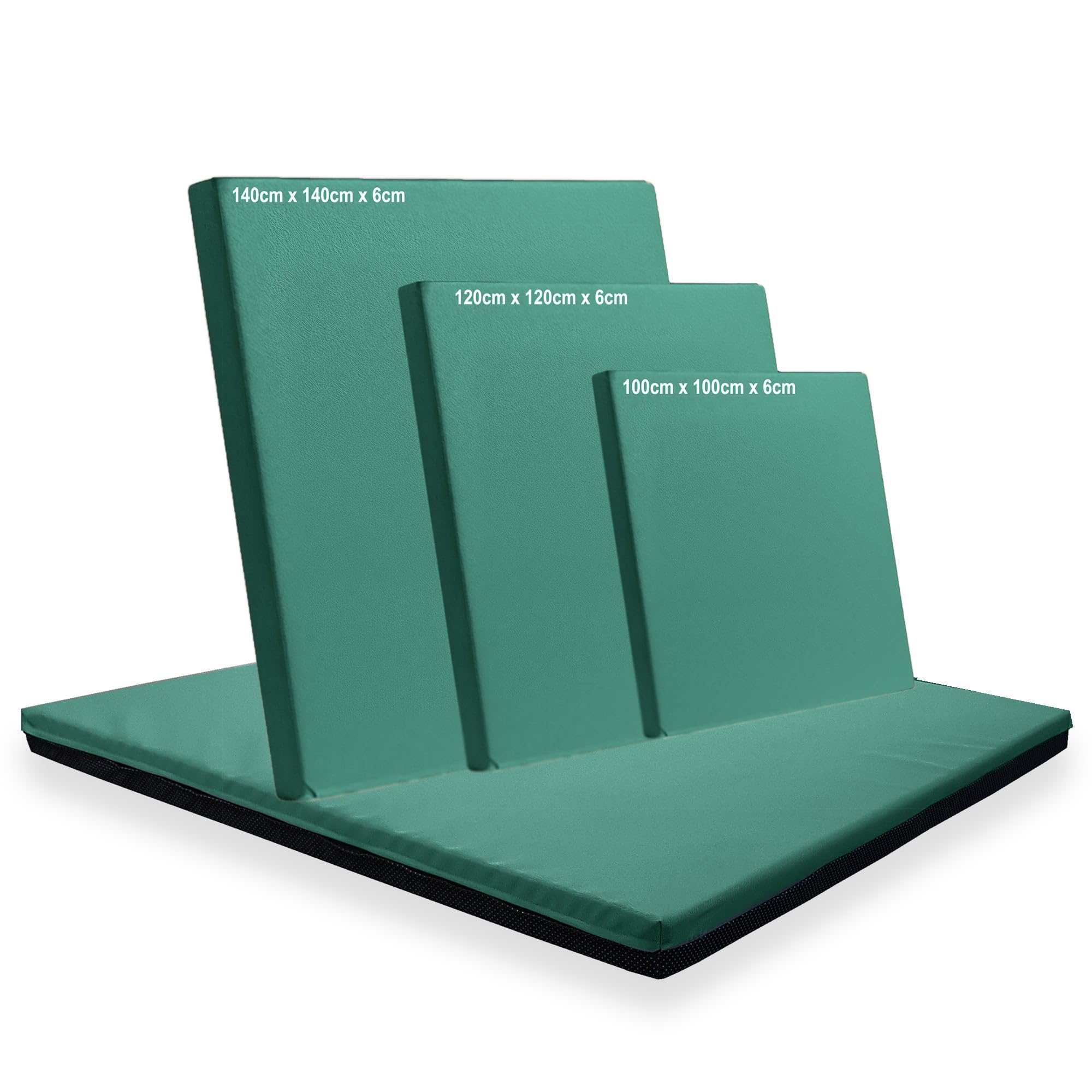 Non Slip Gymnastics Exercise Soft Play Floor Mat For Yoga Aerobics Landing Crashing Training Safe Space for kids (Green, 140cm x 140cm x 6cm)