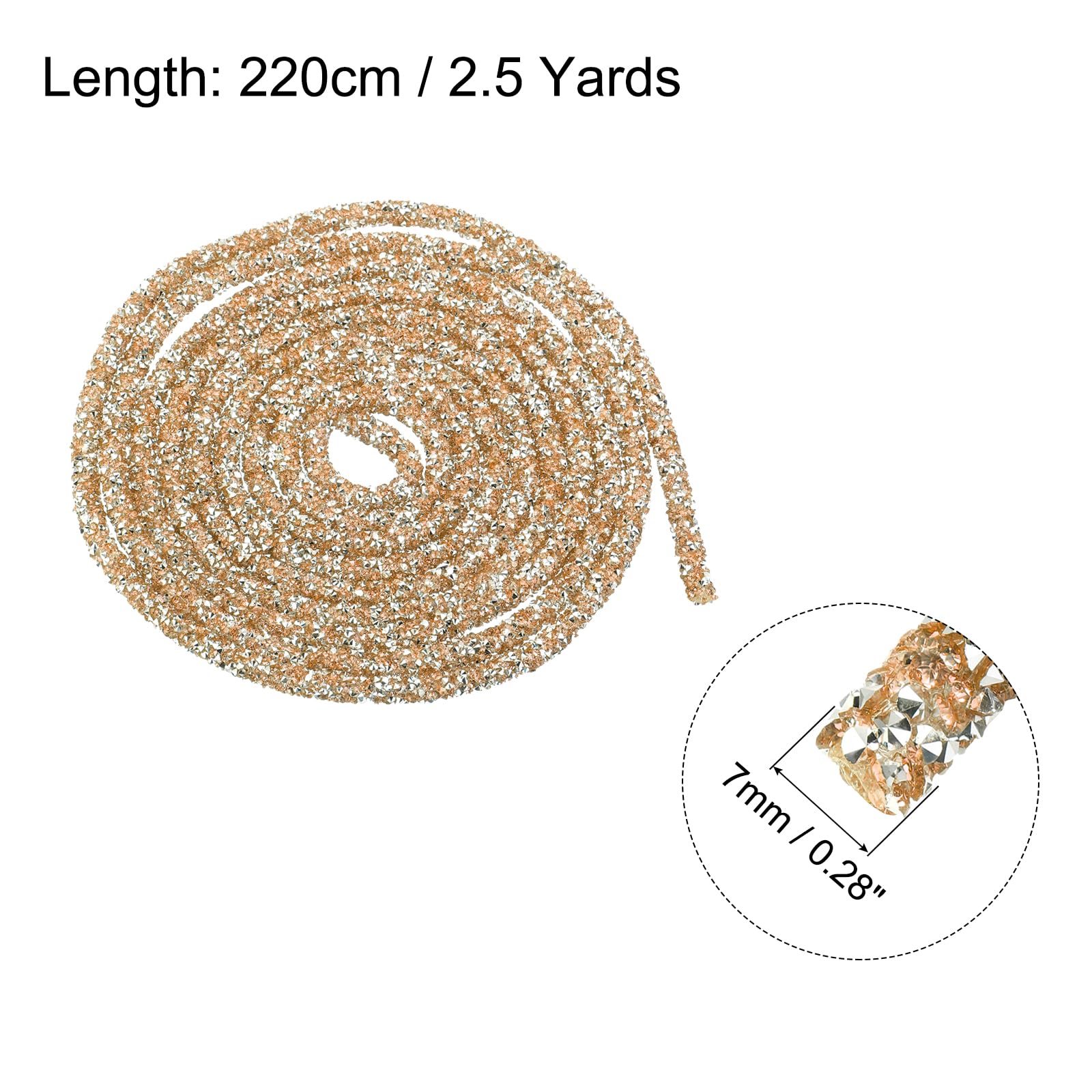 sourcing map 5 Yard 6mm 0.24 inch Glitter Sequins Rope Sequins Rhinestone Tube Cord for DIY Wedding Dresses Costume Clothing Shoes Jewelry Accessory Clear White — view 83