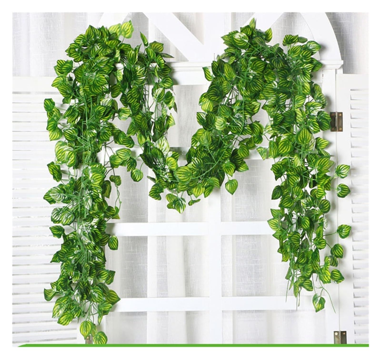 DSFIHJO Artificial Flower Vine 12pcs Artificial Ivy Leaves Plants Garland Plant Vines Fake Flowers Home Bedroom Party Garden Wedding Decoration Hanging(Watermelon leaves)
