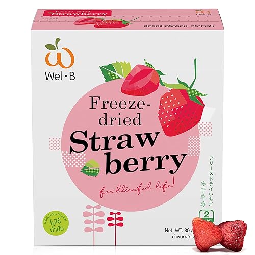 Wel-B Bocadillos de frutas liofilizadas, fresas frescas liofilizadas para obtener una textura saludable y crujiente mientras conservan el sabor