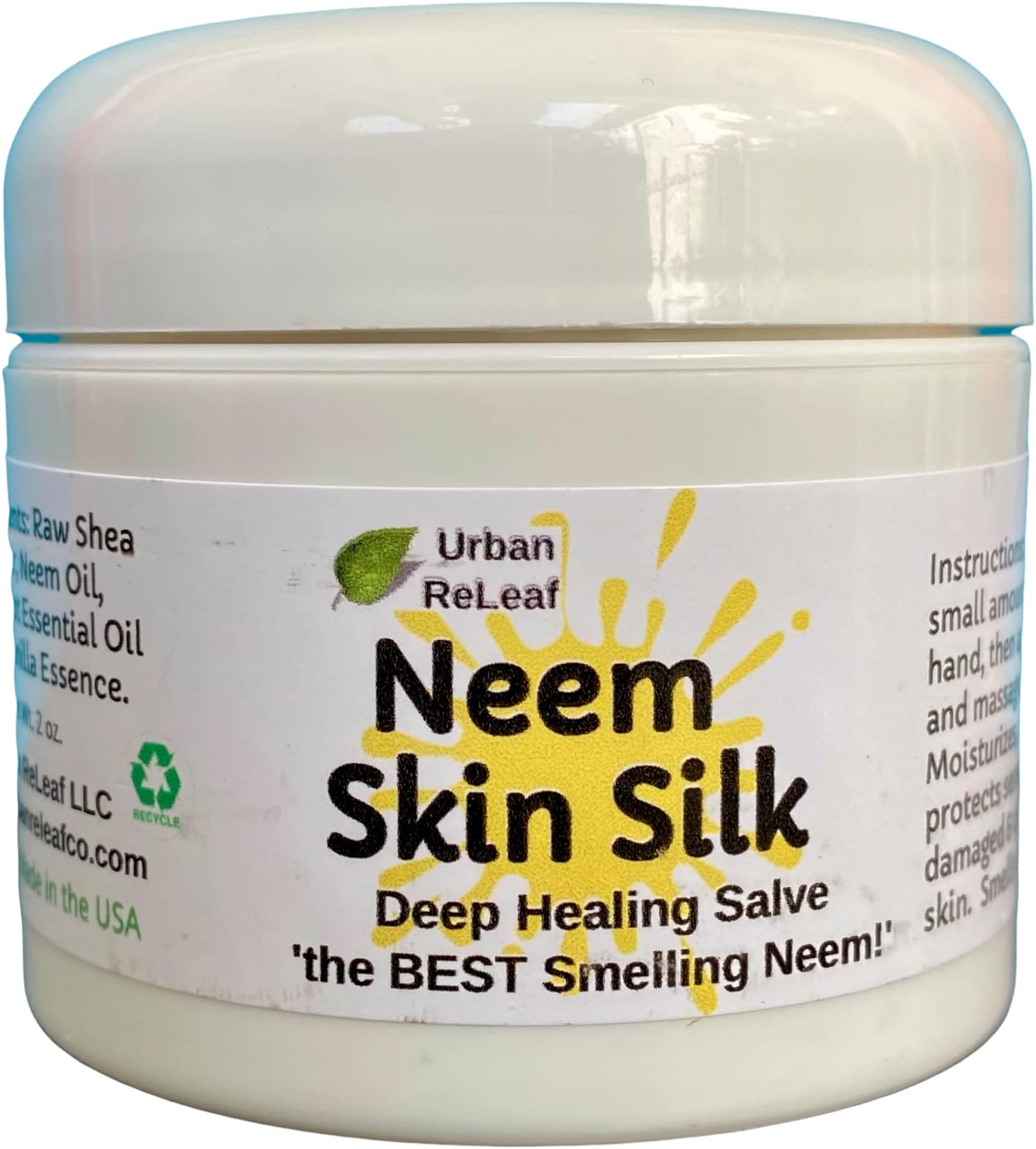 Neem Skin Silk! Healing Salve. Repairs Dry Skin! Vegan. Ayurveda rejuvenate. Feed your skin... rub it in! Shea Butter & Neem Oil. Gently soothe damaged, injured, dry skin.
