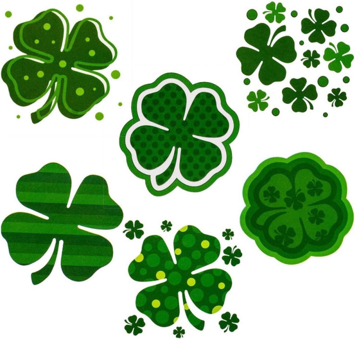 48 Pcs Shamrock Tattoos Saint Patrick's Day Tattoos St. Patrick's Day Stickers Party Supplies Decorations Irish Tattoo Sticker Clover Tattoos (48)
