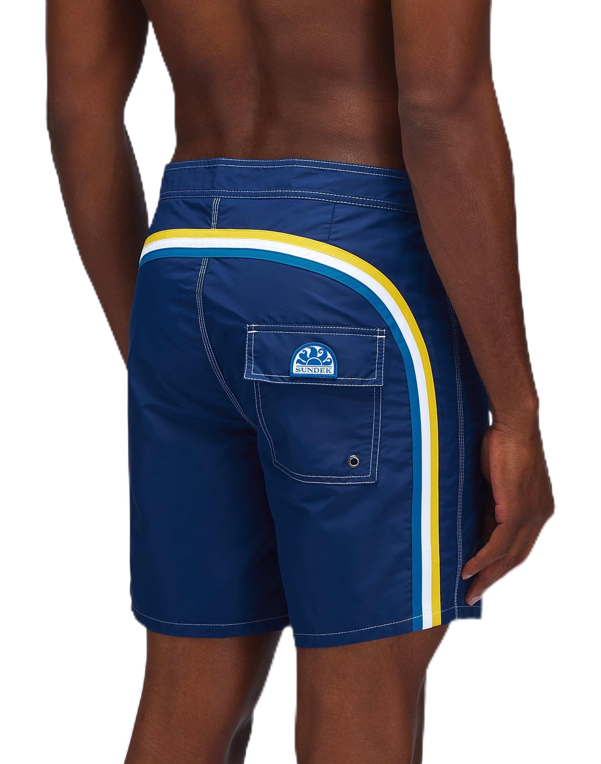 SUNDEK Mens Fixed Waist Boardshort, Swim Trunks 16" Length 7.5" Inseam, A1701 - Admiral, 34