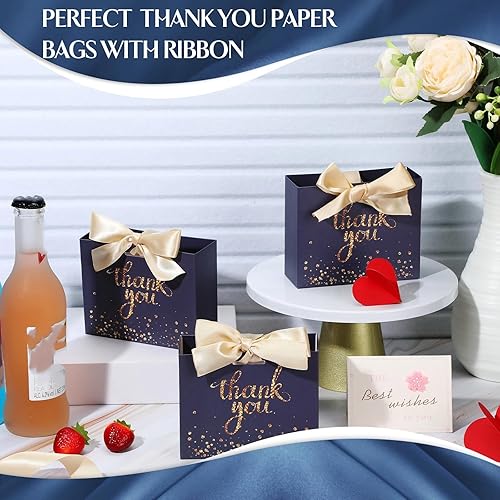 Miniatura 10 de Patelai 24 bolsas pequeñas de regalo de agradecimiento a granel con cinta de 4.6 x 1.8 x 3.9 pulgadas, bolsas de cartón para regalos de adultos,