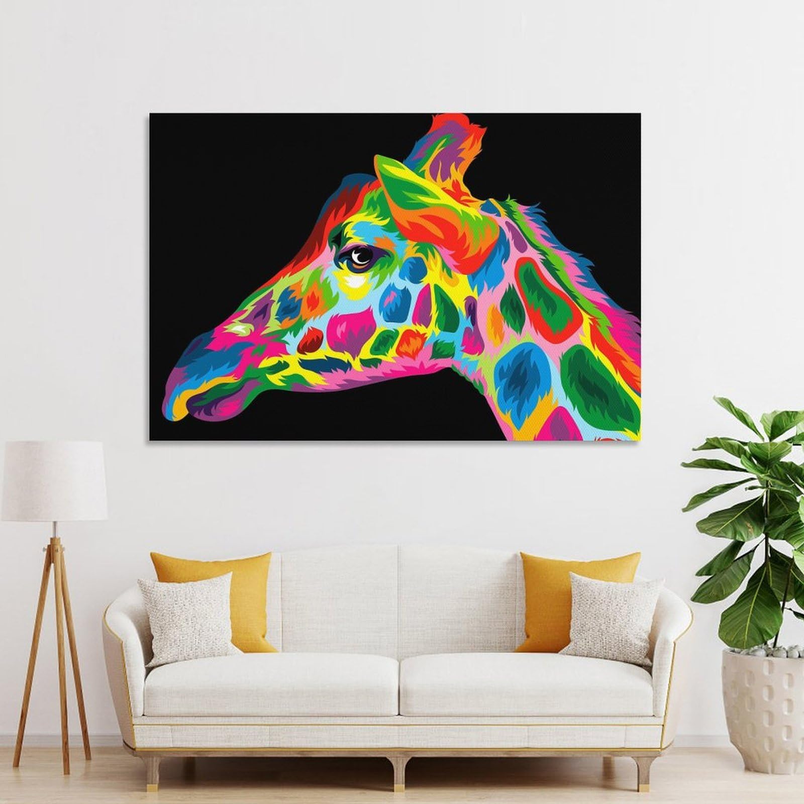 Junmoney Unframe-Style-5-1 Giraffe Colorful Popart Room Decor Wall Art 20X30inch(50X75cm), For Lounge Decor, Offices Or Entryway Styling, A Flexible Wall Accent For Shared Spaces