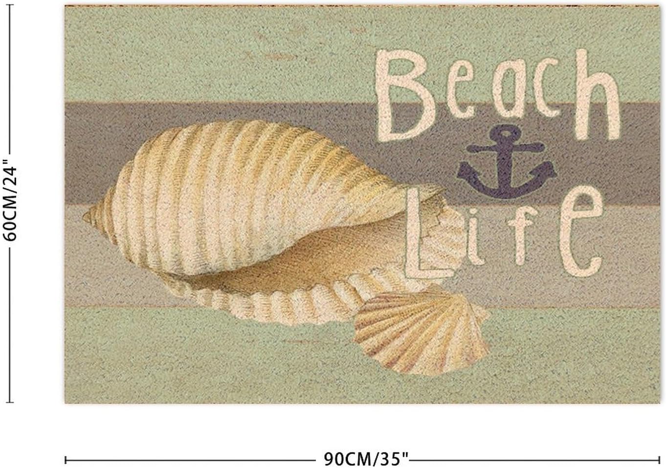 Sea Snail Starfish Nautical Beach Ocean Theme Coir Fiber Coconut Door Mat 24x36in Watercolor Marine' Life Outdoor Indoor Non-Slip Doormat Natural Doormat for Outside Balcony Stylish Farmhouse Décor