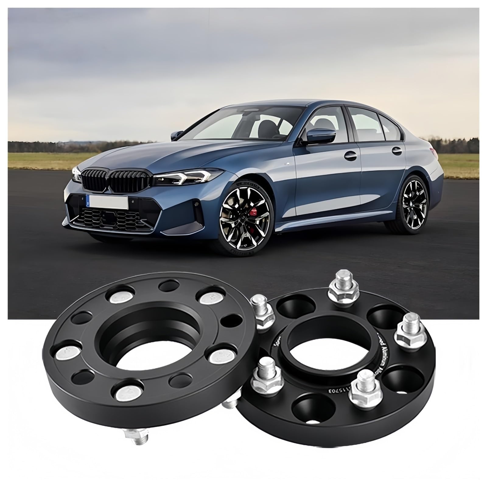 Entretoises de roue noires en aluminium forgé, pour BMW série 3 PCD 5x112 CB 66.6 M14x1.5 2019 – 2025 Entretoises de roue