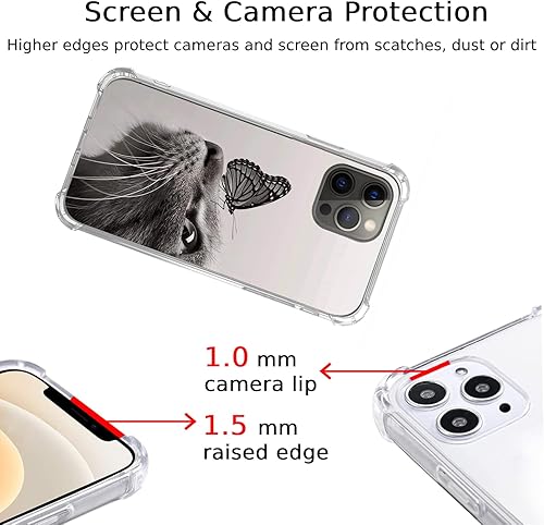Miniatura 4 de Funda de TPU compatible con iPhone 15 Pro, diseño de gato y mariposa, para iPhone 15 Pro, para adolescentes, mujeres y hombres, funda de TPU moderna