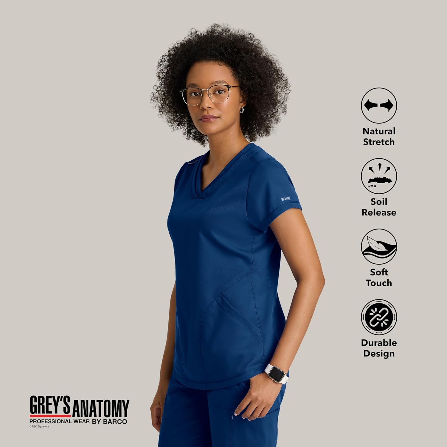 Grey’s Anatomy by BARCO Evelyn Scrub Top for Women – 3-Pocket V-Neck Scrub Shirt with Natural Stretch, & Soil Release Fabric - Image 5