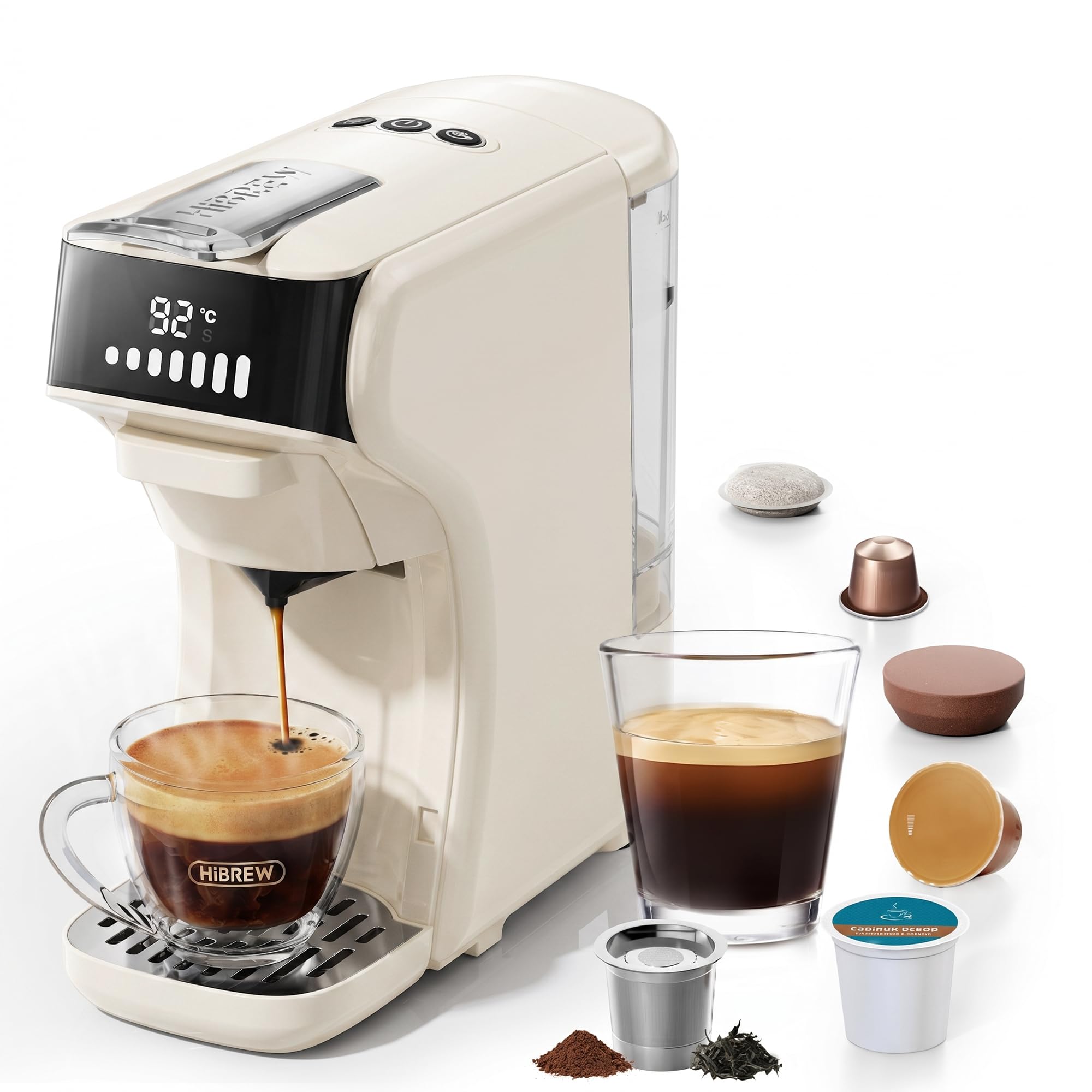 HIBREW H1B 6-in-1 Single Serve Pod Coffee Maker, 20 Bar Espresso Machine