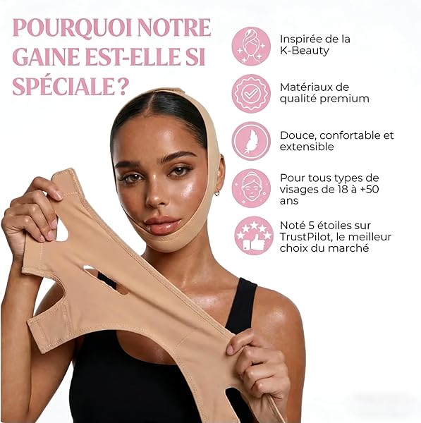 SweetLifty - Bande Raffermissante Pour Le Visage Bande Raffermissante pour le bas du visage, en tissu élastique et respirant, adaptée à tous - 4