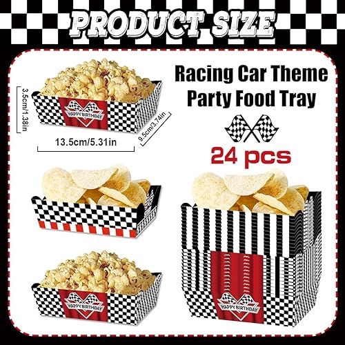 Miniatura 6 de 24 Piezas Bandejas de Comida Temática de Autos de Carreras Suministros para Fiestas de Pista de Carreras Decoraciones Vajilla Temática de Deportes