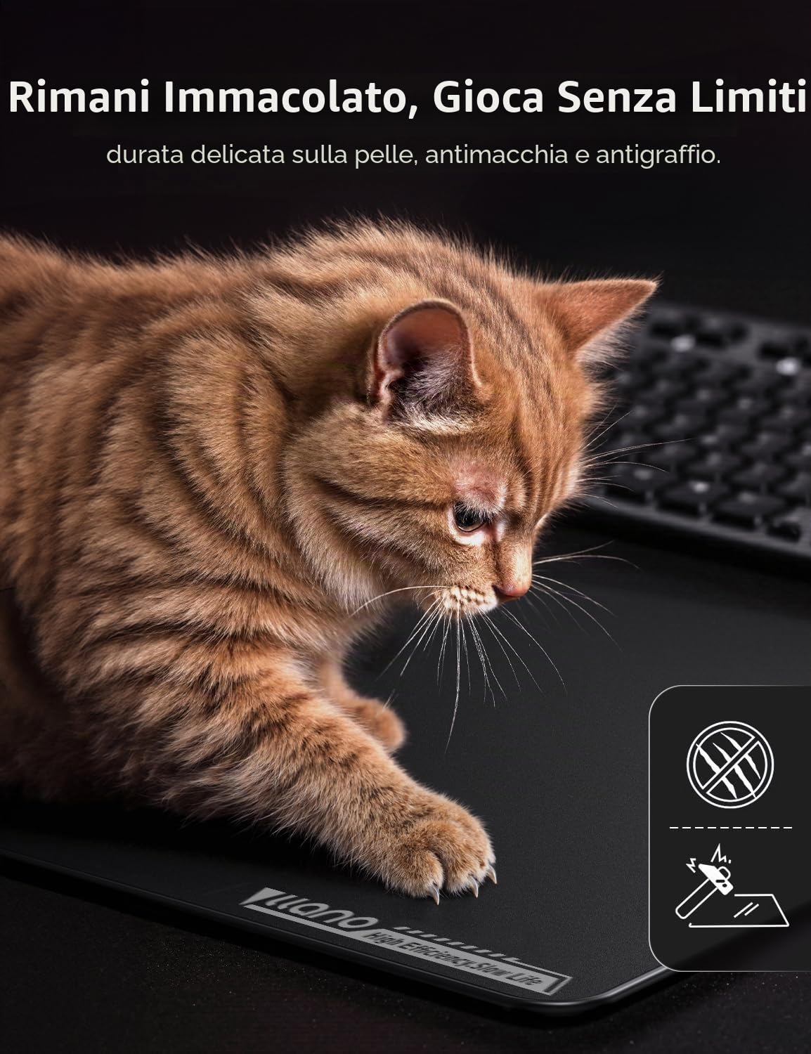 llano Mousepad in vetro temperato da gioco Incredibile Precisione di 0,8 μ Tappetino per mouse da gioco Base Antiscivolo Facile da Pulire Panno Antipolvere Incluso 45 × 40cm Spessore: 3 mm
