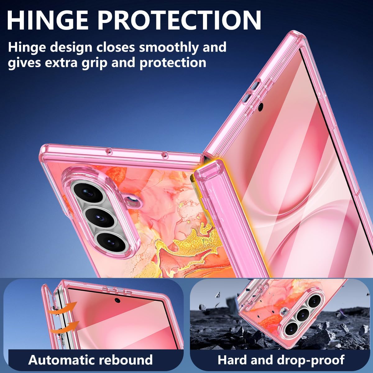 Meshine for Galaxy Z Fold 7 Case,[Compatible with MagSafe][Hinge Protection][Built-in Screen Protector][360°Magnetic Ring Stand],Shockproof Hard Case for Samsung Galaxy Z Fold 7(2025),Coral Pink