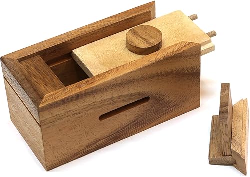 Miniatura 2 de Cofre del tesoro juego de caja de triple rompecabezas para adolescentes y niños dinero mágicobaratija pequeñatarjetero de regalo, compartimentos