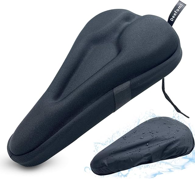 Deefoml Gel Bike Seat Cover Soft Saddle Cushion Padded for bicycle with Water&Dust Resistant Cover for Mountain Bike Exercise Bike