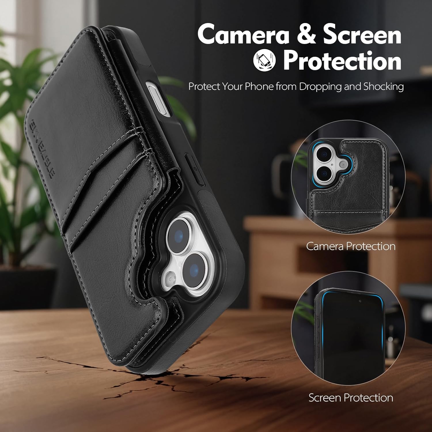 Compatible with Magsafe for iPhone 17 Wallet Case with Card Holder,Women Men Phone Case PU Leather Kickstand Flip Folio Protective Cover Credit Card Slots,for Apple 17 6.3",Black - Image 5