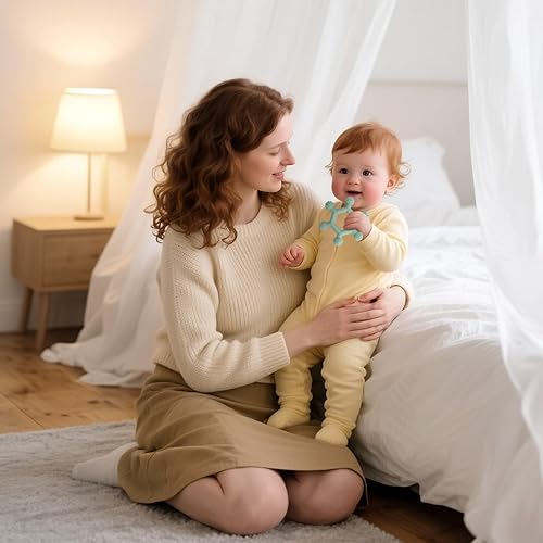 Miniatura 7 de Paquete de 3 juguetes de dentición para bebés, juguetes de silicona sin BPA, alivio de la dentición, juguete masticable para bebés de 6 a 24 meses