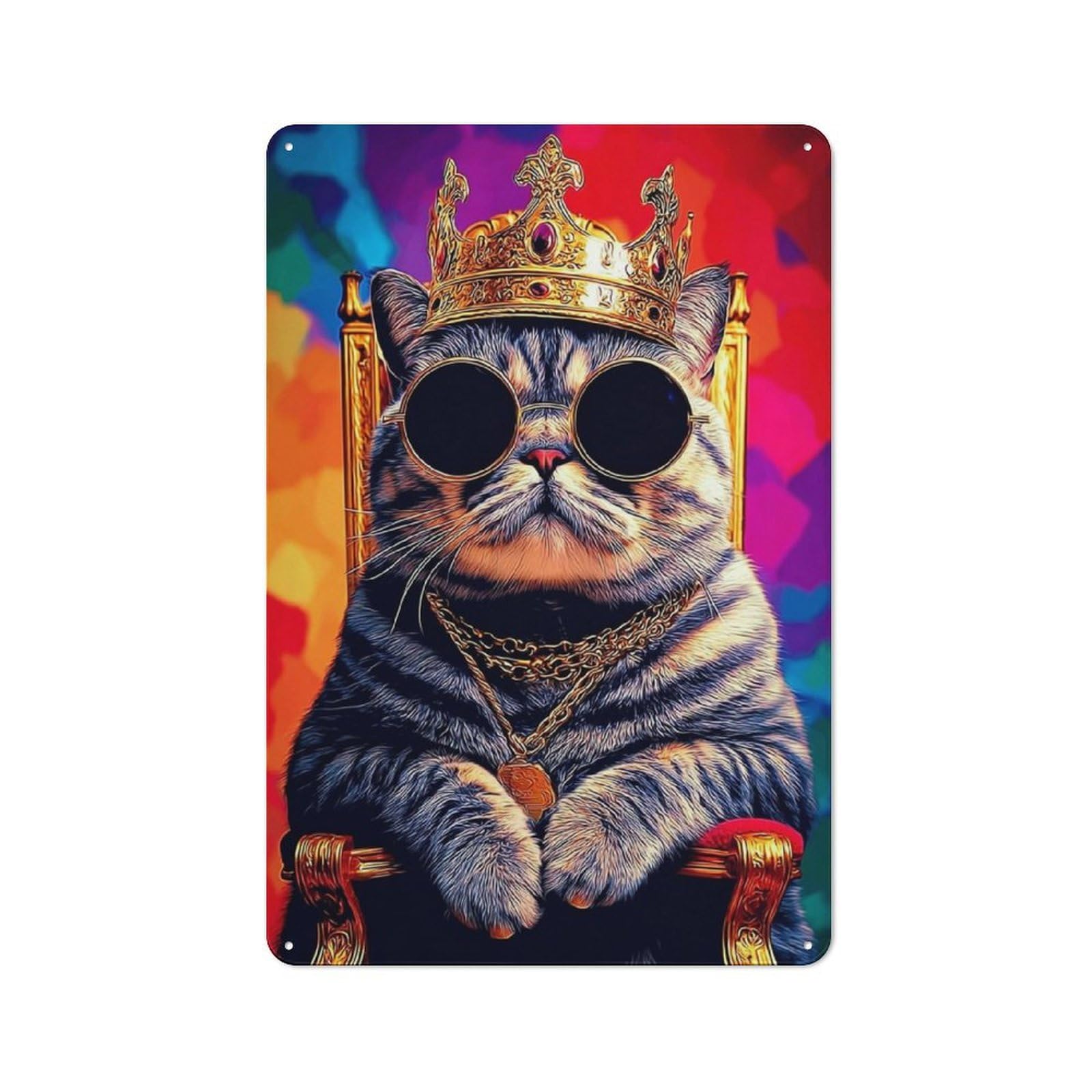 Junmoney Royal Cat Majesty Throne Metal Sign 30X20cm With For Workshop Wall, Rustic Decor, Wall Decoration For Workshops And Hobby Rooms