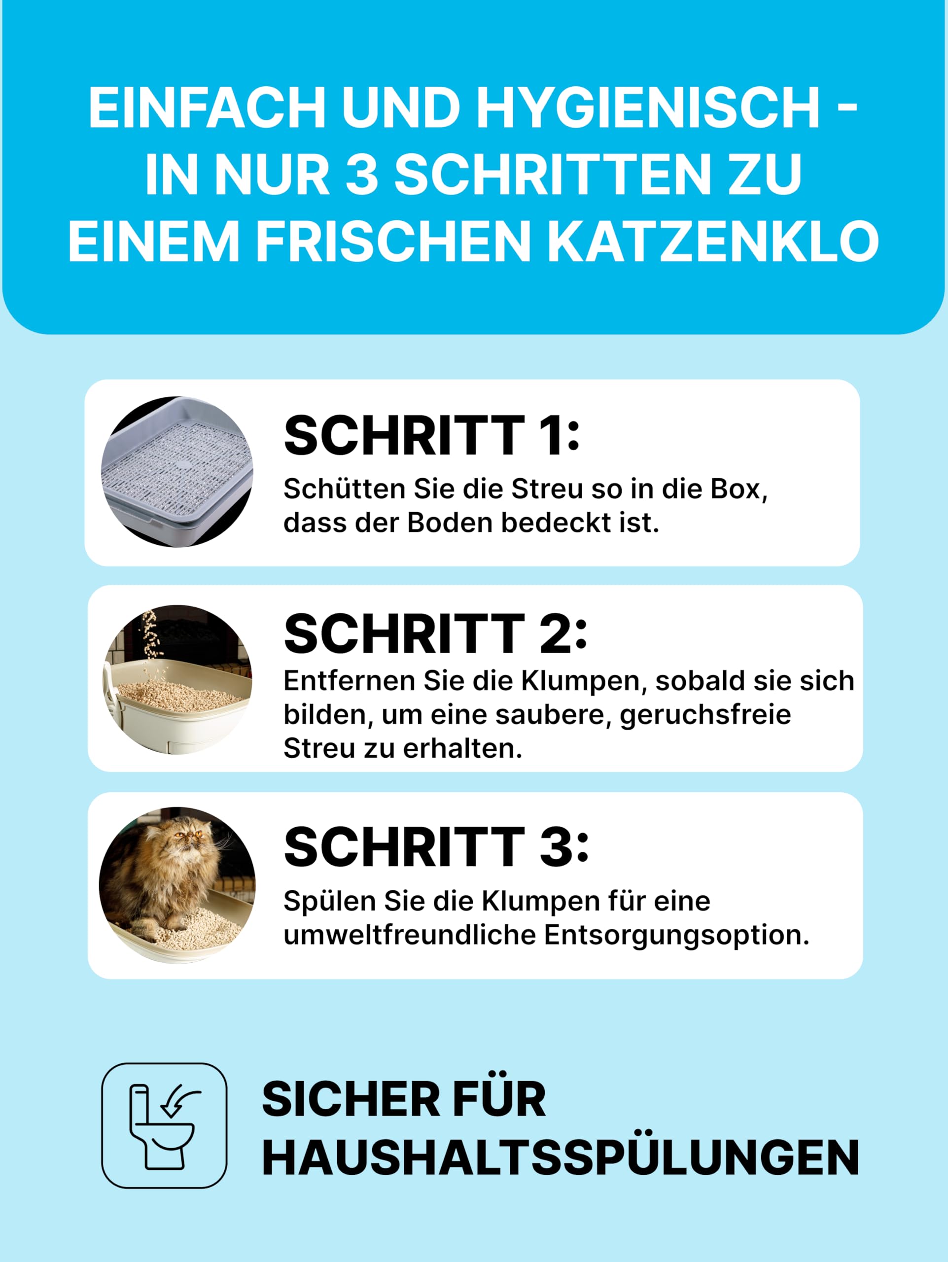 Antibacterial Katzenstreu Pellets mit Gesundheitsindikator | Aus Kokosnussmilch & Bambus-Extrakt mit Japanischer Tee | 100% Pflanzliche Katzenstreu Staubfrei | maximaler Saugkraft | (4x6L)