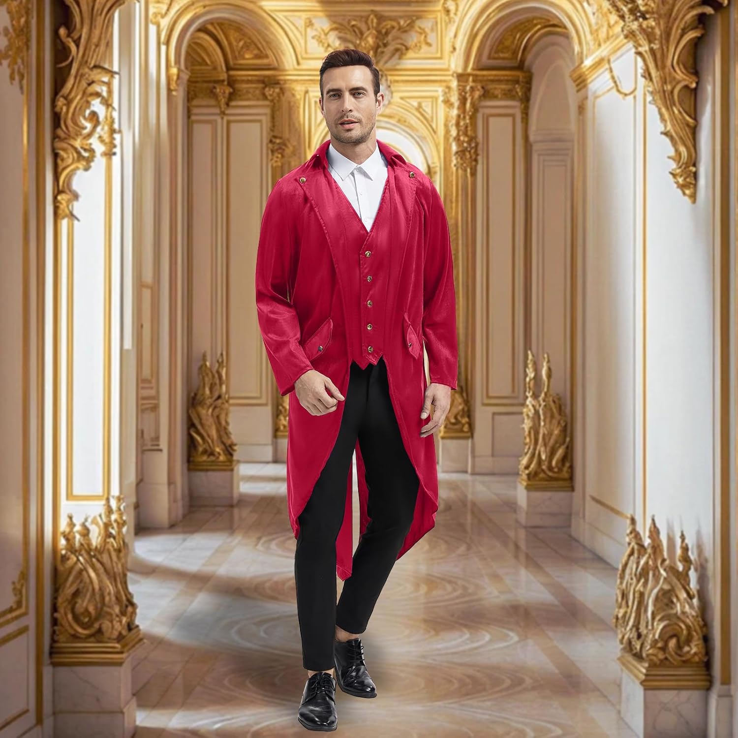 Steampunk Jacket Men Renaissance Tailcoat Medieval Costume Halloween Costumes for Mens - Image 5