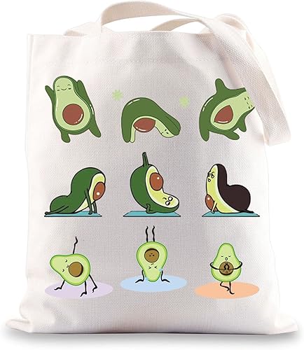 G2TUP Bolsa de mano de aguacate para amantes del aguacate, bolsa de compras reutilizable para amantes de la yoga, bolsa de lona de aguacate regalo