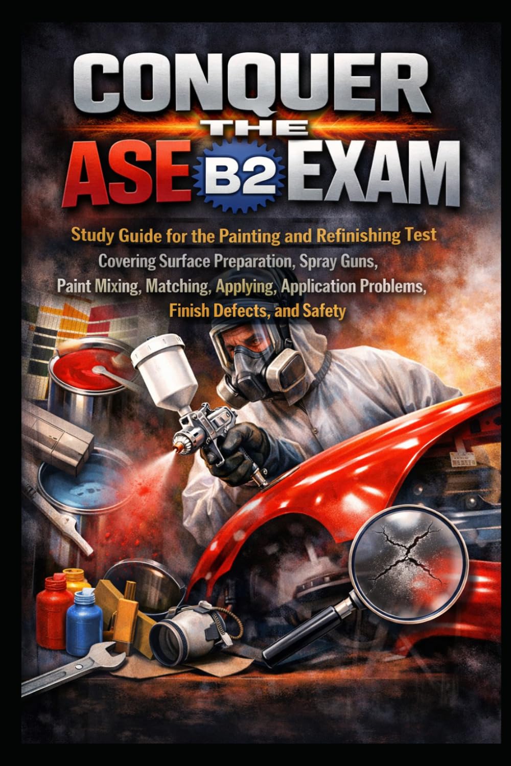 Conquer the ASE B2 Exam: Study Guide for the Painting and Refinishing Test Covering Surface Preparation, Spray Guns, Paint Mixing, Matching, Applying, Application Problems, Finish Defects, and Safety