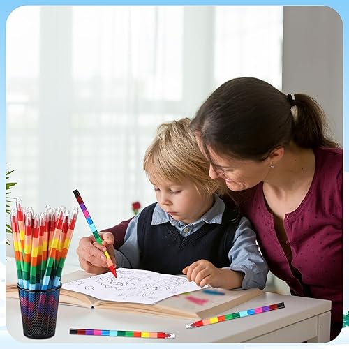 Miniatura 5 de Funrous 24 libros para colorear de animales a granel con 24 crayones apilables para dibujos temáticos de invierno, libros de dibujo con temática de