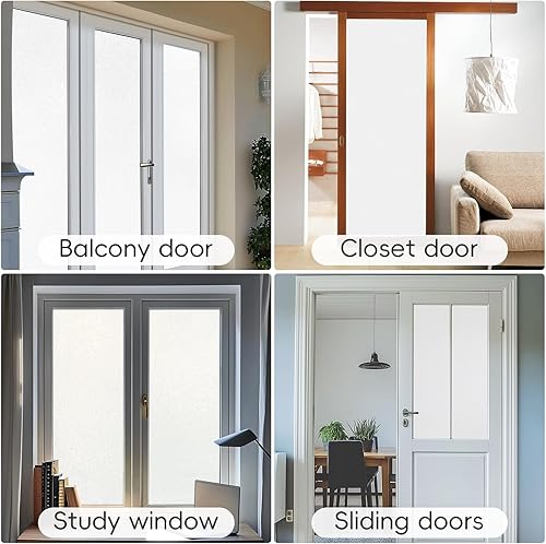 Miniatura 19 de DIFIT Película de privacidad de vidrio esmerilado, adhesivo estático para ventana, vinilo opaco con bloqueo UV para puerta de vidrio, baño, oficina