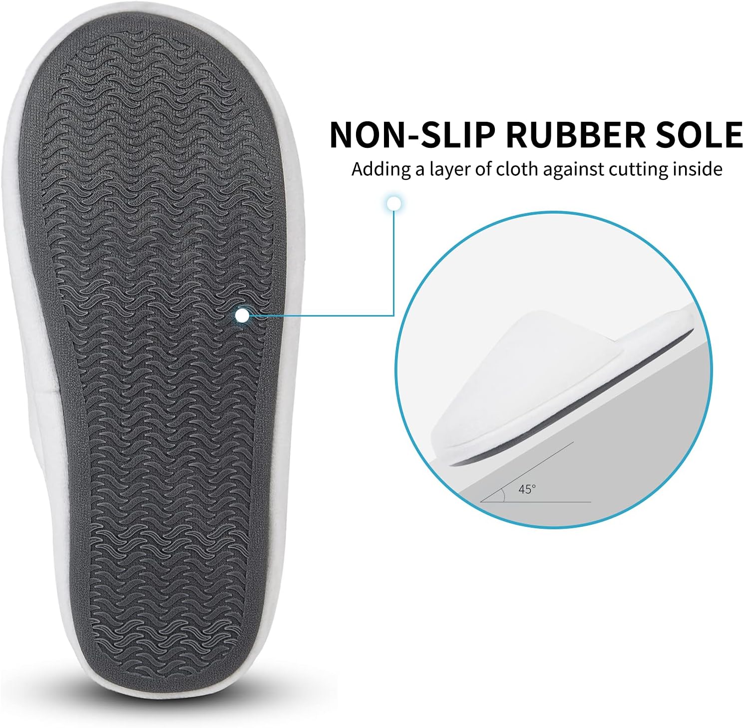 3-Pair Luxury Spa Slippers - Cotton Memory Foam Non-slip Closed Toe Washable Slippers for Hotel,Guest,Travel,Bride,Women and Men - Image 4