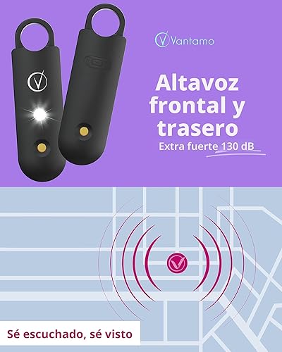 Miniatura 3 de Vantamo Alarma Personal para Autodefensa con Aviso de Batería Baja, Luz Estroboscópica y Keychain de Seguridad con Alta Sonoridad de 130 dB y Doble