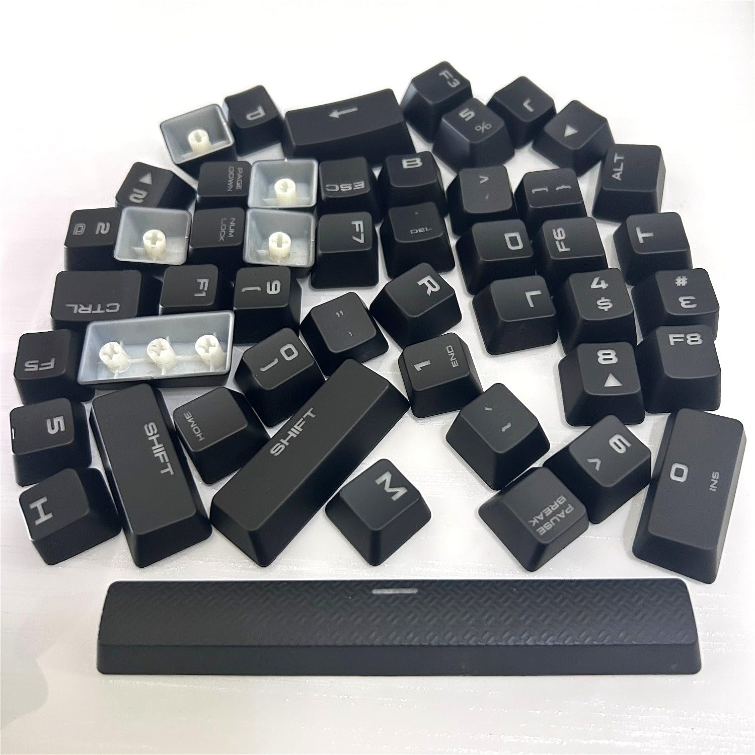 Juego de teclas ABS compatible con Corsair K70 LUX/K70 RGB/K68/Reactor MK2, semitransparente, diseño estadounidense, teclas de repuesto mecánicas para juegos (juego completo de 104 llaves)