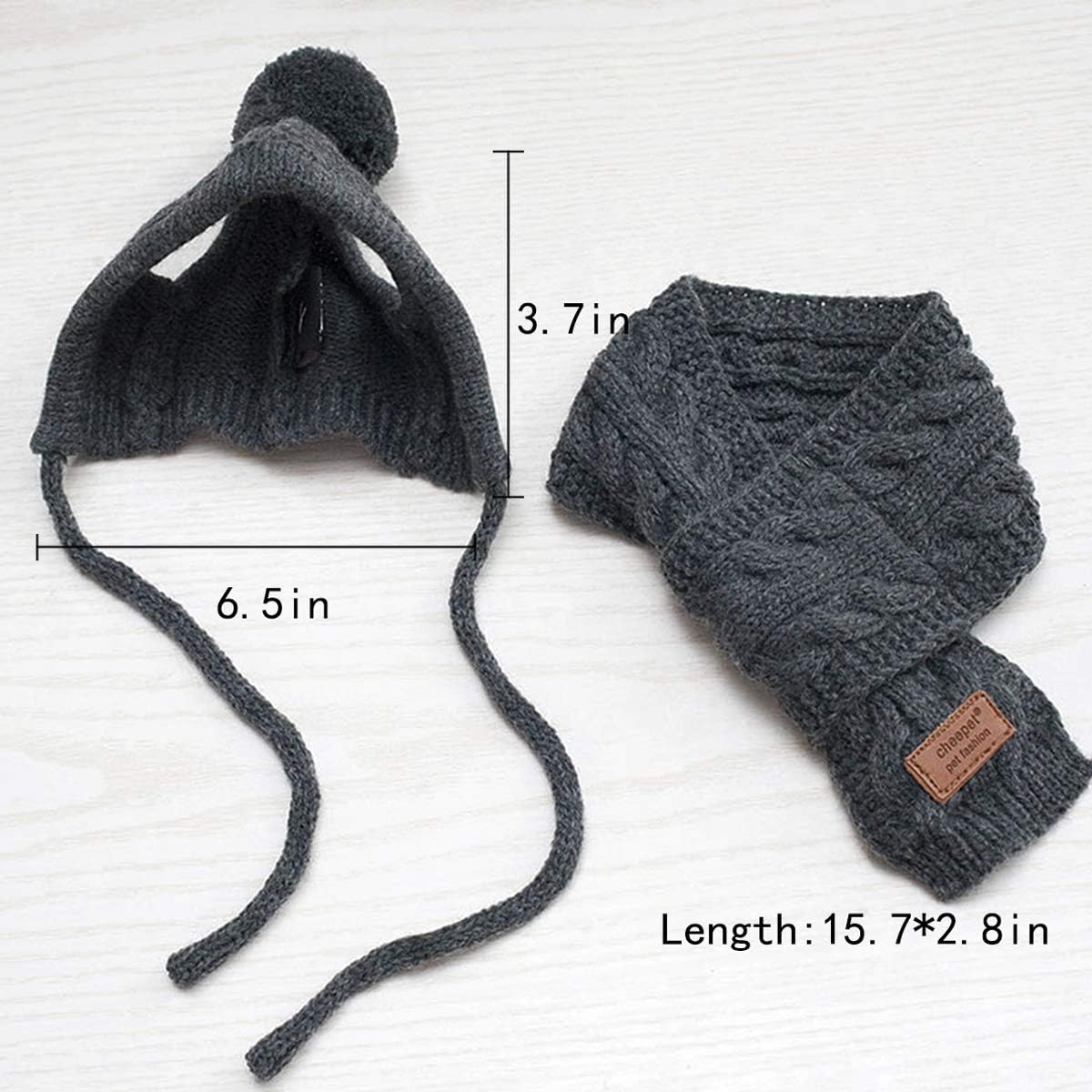 Goclothod Pet Dog Knitted Scarf and Hat Set Winter Neck Ear Warmer image 2