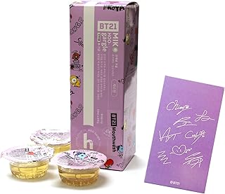 BT21 Hoo Mouthwash, Single Size Mouthwash for Fresh Breath on The go. Airline Friendly Liquid Travel Portable Oral Care Mouthwash, Alcohol Free for Work Smokers, 8 Cups/Set, Autograph Included