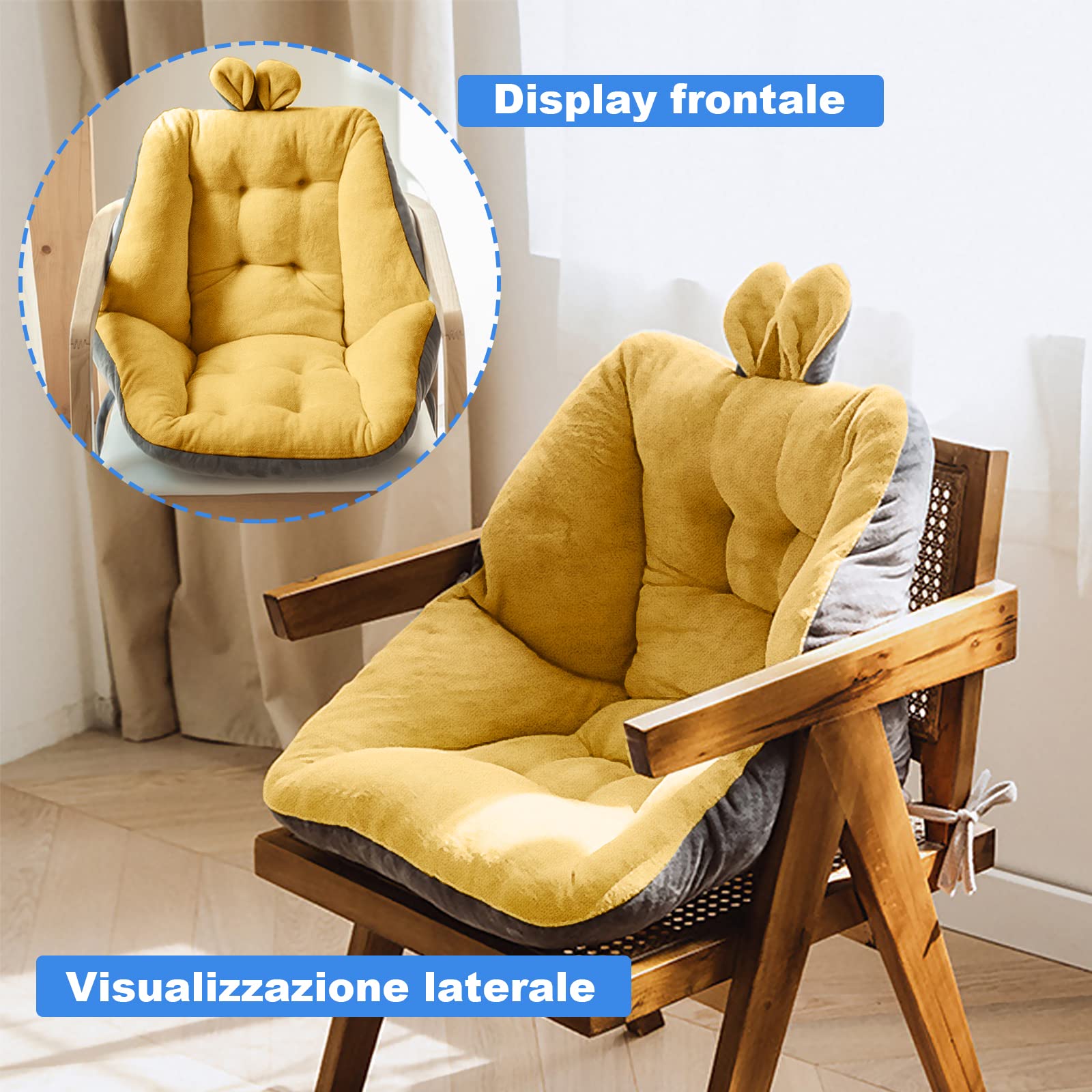 Cuscino da seduta con schienale in Coccyx ergonomico per alleviare i Mal de schiena, cuscino da auto, 45 x 45 cm, colore: Giallo