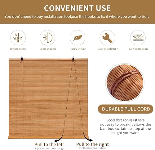 Miniatura 3 de Persianas de bambú, cortinas de bambú, persianas de bambú para ventana al aire libre, bambú natural, hermoso y práctico,