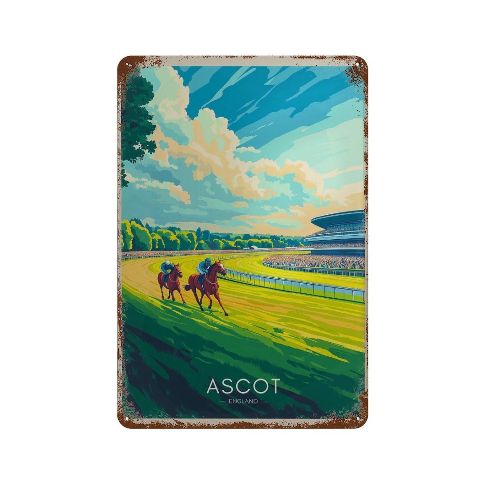 xiaoxiaoshen Ascot Racecourse England Travel Wall Decor Art Metal Tin Poster Modern Home Decor Art Home Bar Shop Decorations Vintage Sign 30x20cm