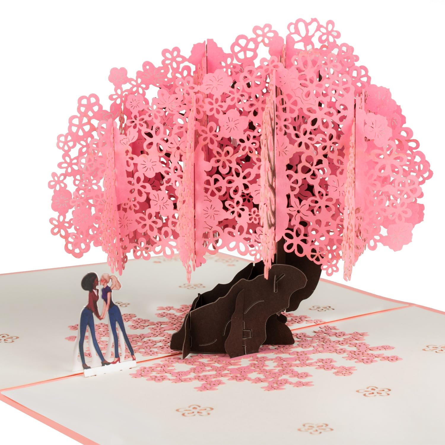 PopUpia Carte Saint-Valentin 3D Arbre D'Amour - Carte Pop-Up Romantique - Fait Main - LGBTQ+