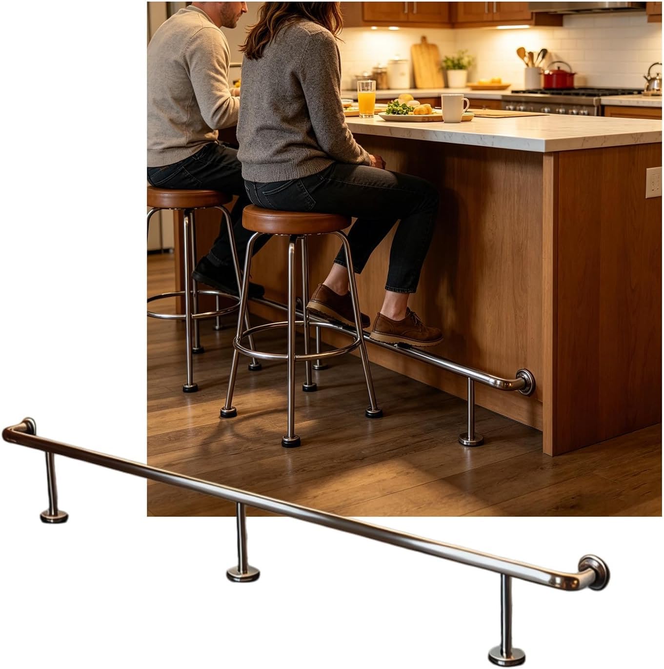 KJoBDwz Bar Foot Rail Bar Foot Rail Kit for Indoor & Outdoor，3.28~16.4ft Bar Foot Rail for Restaurant Kitchen Cafe Library(Silver,3.5M/11.48FT)