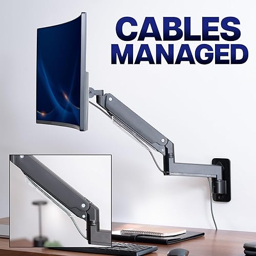 Miniatura 8 de VIVO Brazo de Monitor de Aluminio Premium de Servicio Pesado para Pantallas Ultraanchas de hasta 49 pulgadas y 44 libras, Montaje de Pared