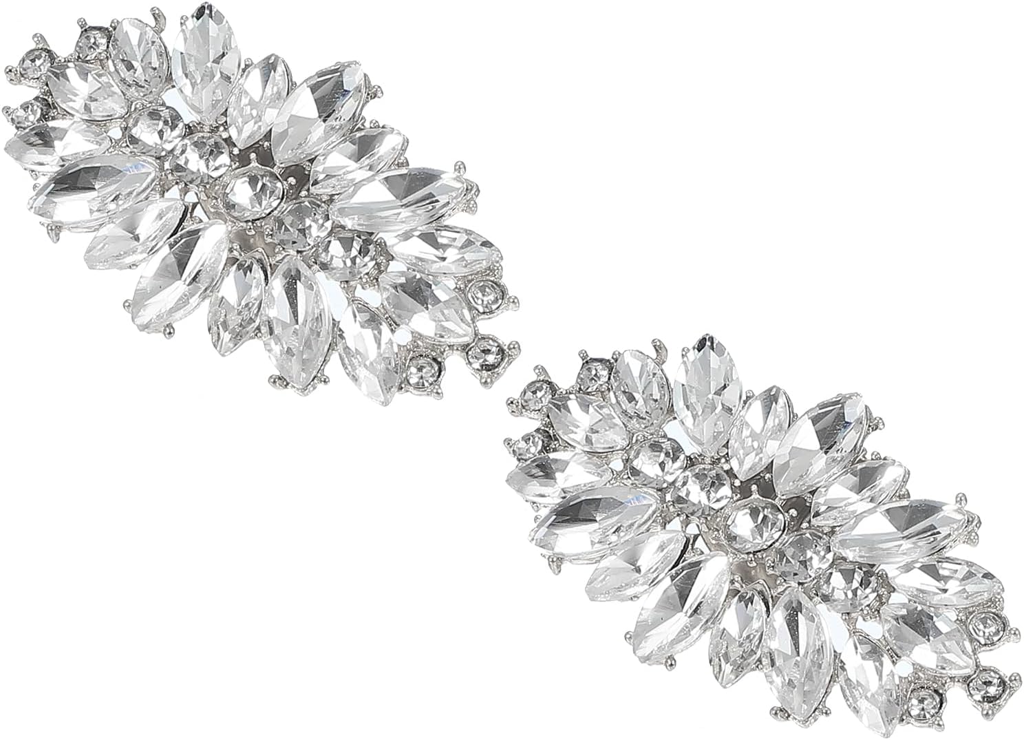 PATIKIL Rhinestone Shoe Clips, 1 Pair Detachable Classic Fashion Sparkling Bow Heels Accessories Decoration for Wedding Bridal Party Daily Wearing Accessories Silver