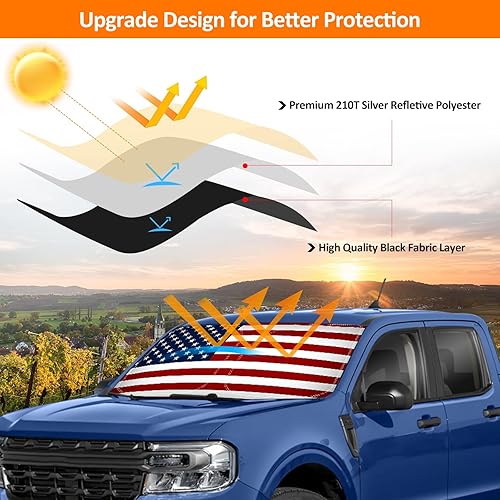 Miniatura 12 de D-Lumina Parasol para parabrisas delantero para 2022, 2023, 2024, 2025, Fo-rd Maverick, parasol plegable para ventana delantera para rayos UV