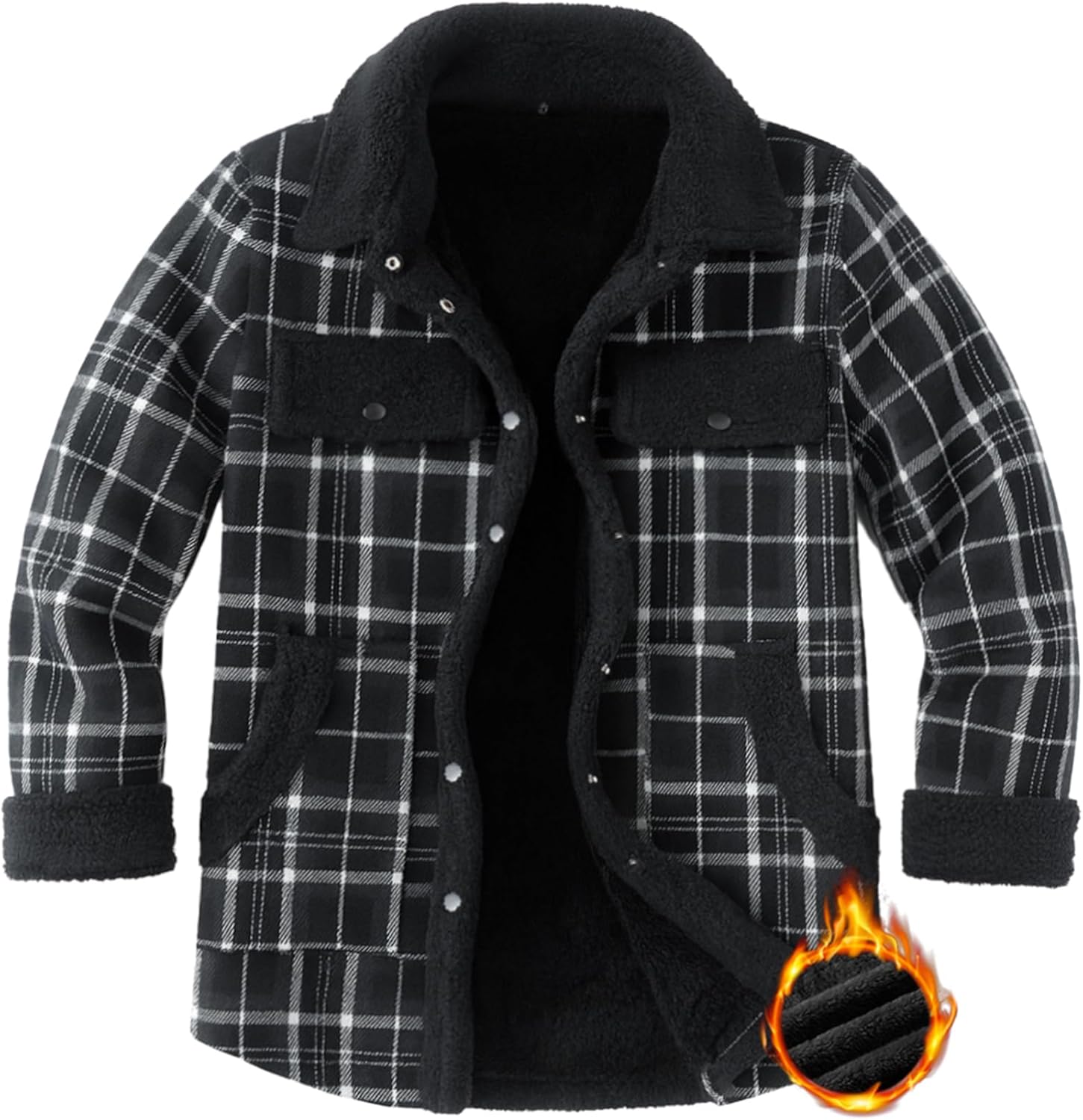 Zeagoo Womens Flannel Jacket Fleece Lined Shacket Fall Outfits Plaid Sherpa Button Down Cozy Warm Winter Coat S-XXL - Image 4