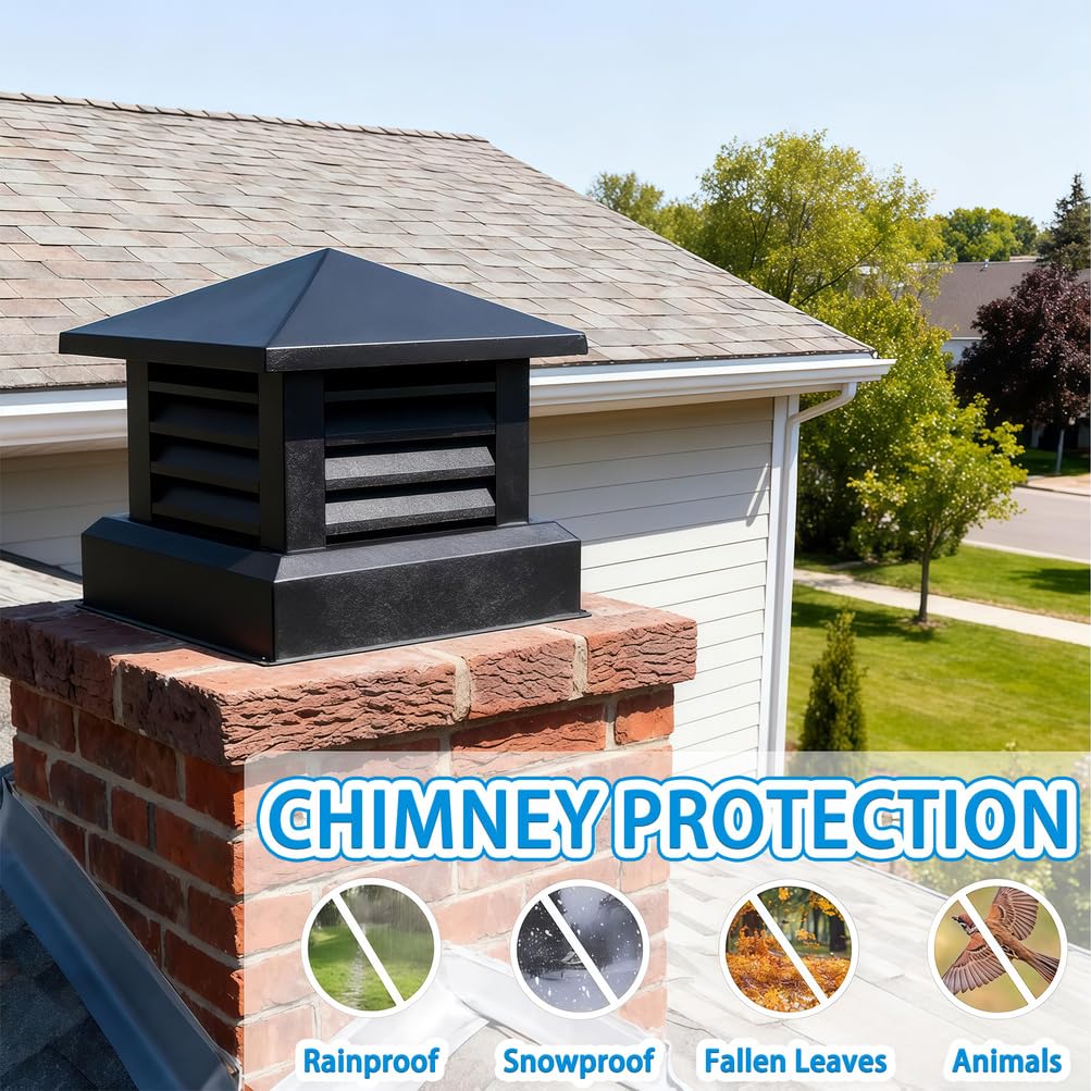 Tapa De Chimenea para Villa, Cubierta De Chimenea Cuadrada De AleacióN De Aluminio, Tapas De Chimenea para Chimeneas A Prueba De Lluvia con Parte Superior CóNica Y Rejilla