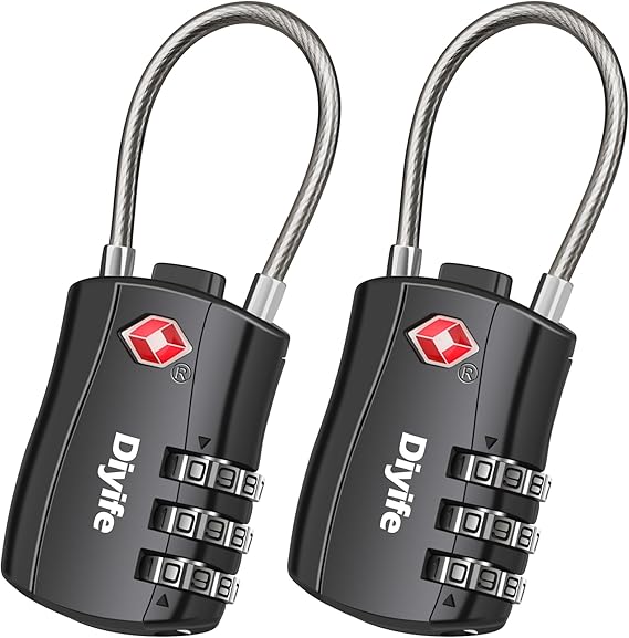 Diyife TSA Luggage Locks, [2 Pack] 3Digit Security Suitcase Locks, Combination Padlock for
