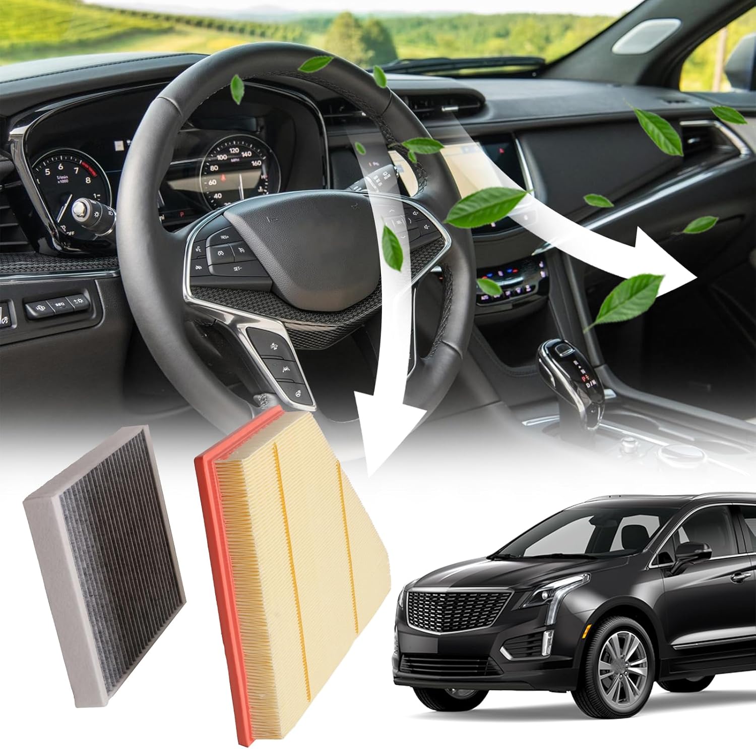 A3212C Air Filter & CF185 Cabin Air Filter with Activated Carbon Filter Kit Replace A3212C CF185 (4 PCS)